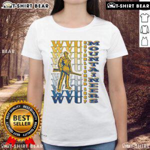 Top West Virginia Mountaineers gradient wordmark ladies tee showcasing vibrant team colors and stylish design.