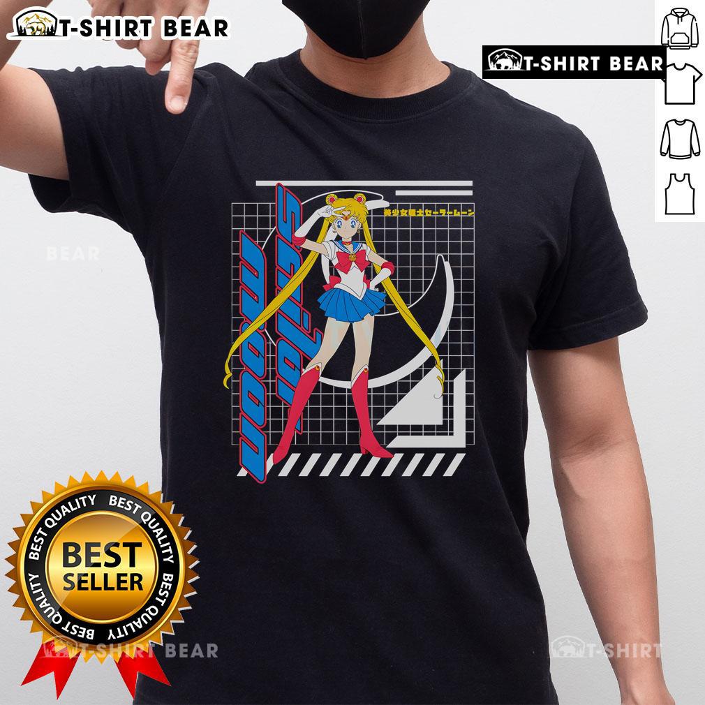 Alt Text: Awesome Sailor Moon Usagi Tsukino anime girl retro t-shirt featuring vibrant colors and iconic character design.