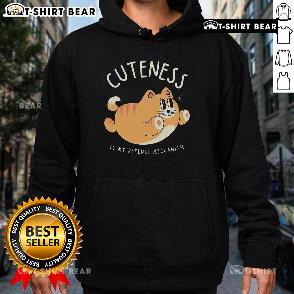 Alt Text: Cute Cat Cuteness Is My Defense Mechanism Hoodie featuring an adorable cat design for cat lovers.