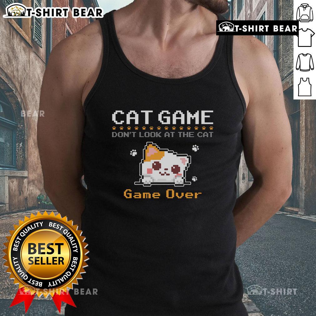 Alt Text: Cute cat gamer pixel art tank top featuring a playful cat design, perfect for gaming enthusiasts.