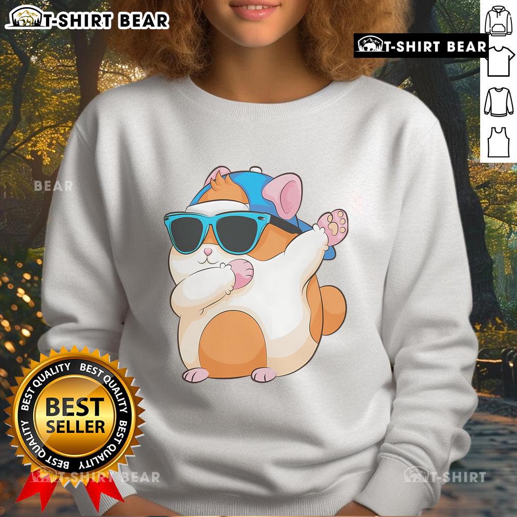 Cute dabbing hamster in funny dab dance pose on a pet sweatshirt, perfect for animal lovers and humor enthusiasts.