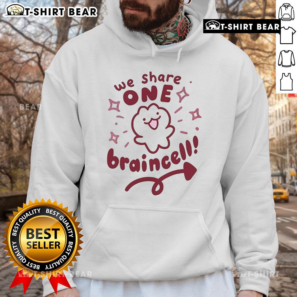 Cute We Share One Braincell Hoodie in vibrant colors, perfect for casual wear and showing off your playful style.