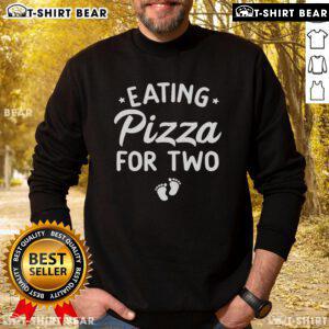 Funny Eating Pizza for Two Pregnancy Announcement Sweatshirt, featuring a cute design celebrating upcoming parenthood.