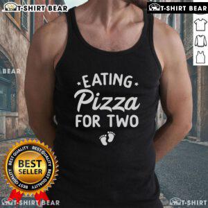 Funny Eating Pizza for Two Pregnancy Announcement Tank Top showcasing humor and style for expectant parents.