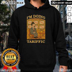 Hot I'm Doing Tariffic This Is Fine Meme Hoodie featuring a vibrant print of the popular meme for casual wear.