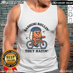 Stylish Nice Sashimi Rollin They Hatin tank top featuring a fun sushi graphic, perfect for sushi lovers and casual wear.