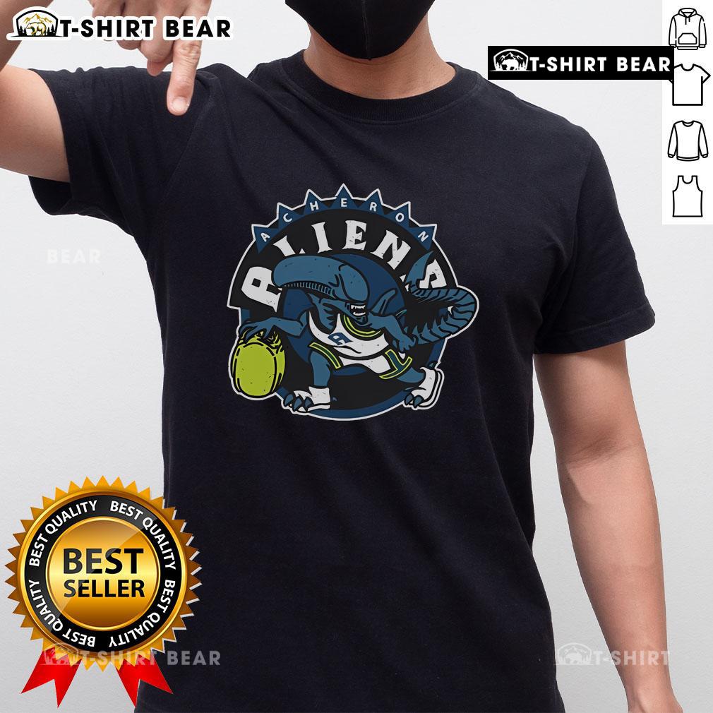 Official Acheron Aliens T-Shirt featuring a bold graphic design and vibrant colors, perfect for sci-fi fans.