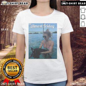 Official Almost Friday Sweeney Puppy Ladies Tee featuring a cute puppy graphic, perfect for casual wear.