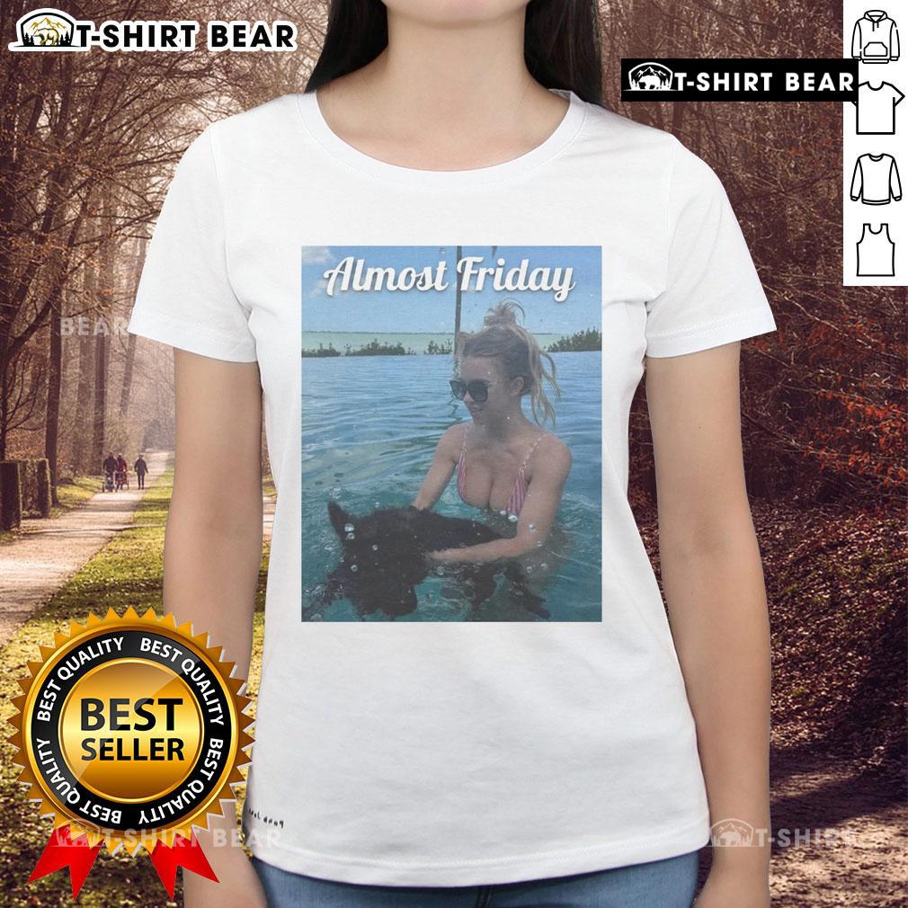 Official Almost Friday Sweeney Puppy Ladies Tee featuring a cute puppy graphic, perfect for casual wear.