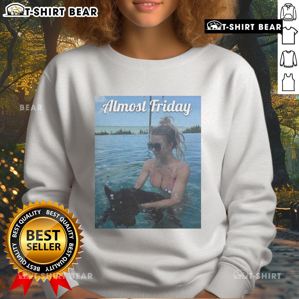 Cozy Official Almost Friday Sweeney Puppy Sweatshirt in soft fabric, perfect for casual outings and pet lovers.