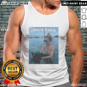 Official Almost Friday Sweeney Puppy Tank Top featuring a cute puppy design, perfect for casual summer wear.