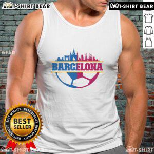 Official Barcelona City Tank Top featuring vibrant colors and the iconic Barcelona logo, perfect for summer wear.