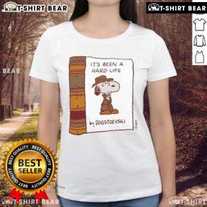 Official 'It's Been A Hard Life' by Dogstoevski ladies tee featuring stylish graphic design on a black shirt.