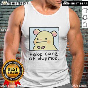 Official Mummy Joe Take Care of Dupree tank top featuring vibrant design, perfect for casual summer wear.
