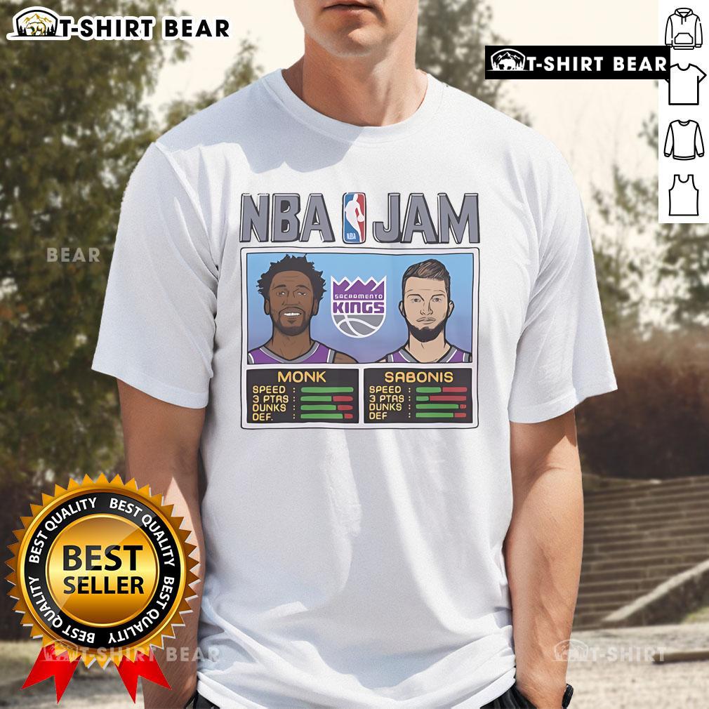 Official NBA Jam Clippers T-Shirt featuring Leonard and Harden in action with speed and dunks, perfect for fans.