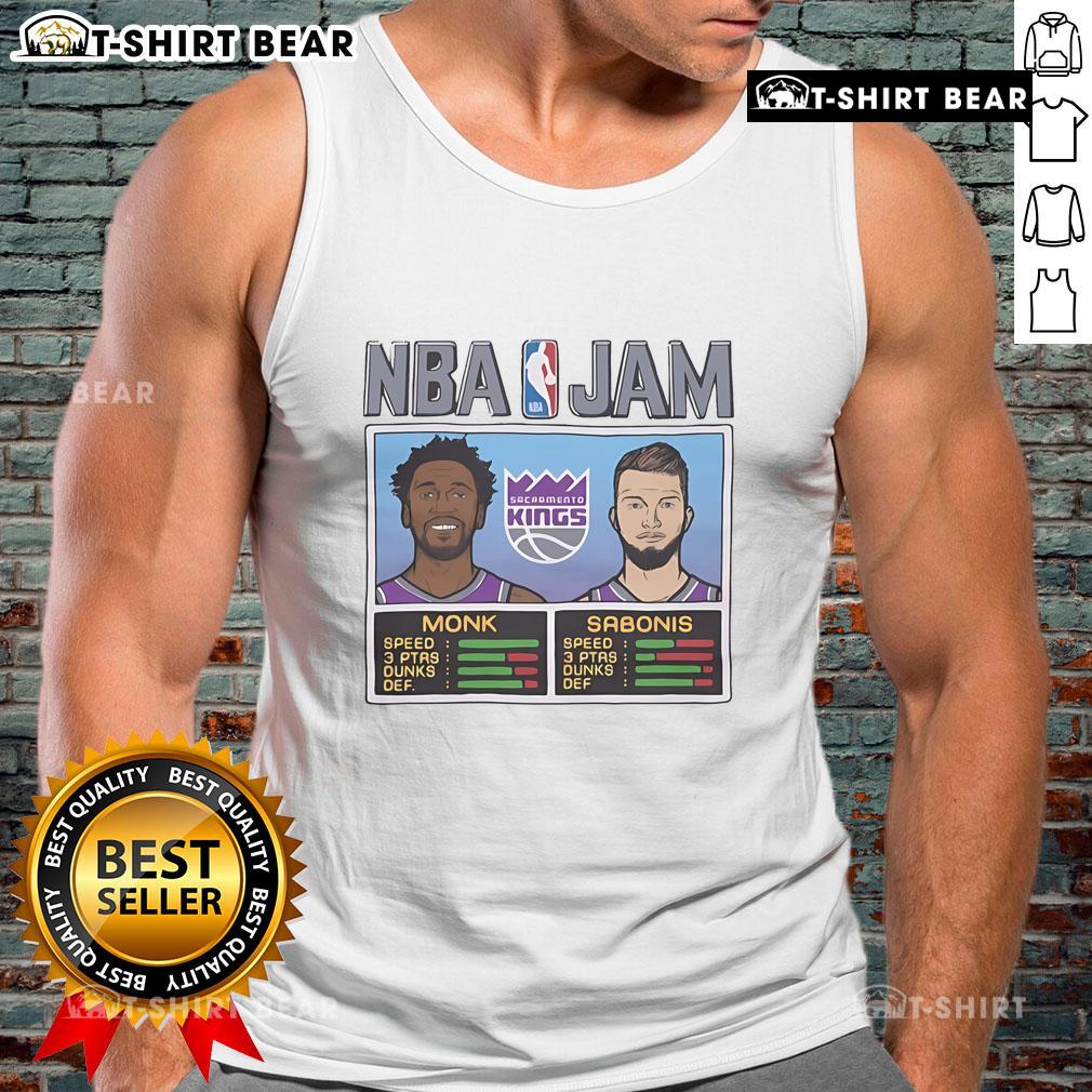 Official NBA Jam Clippers tank top featuring Leonard and Harden in action, showcasing speed and powerful dunks.