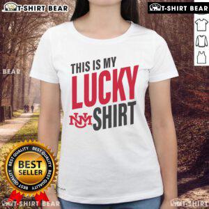 Official New Mexico Lobos This Is My Lucky Ladies Tee featuring vibrant team colors and logo, perfect for fans.