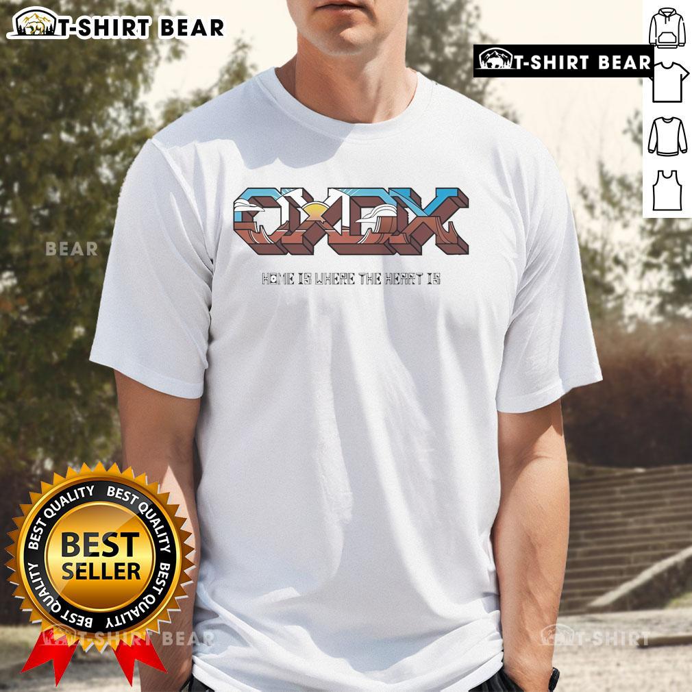 Alt Text: Official Oxdx Home Is Where The Heart Is T-Shirt with sunrise design, perfect for cozy casual wear.