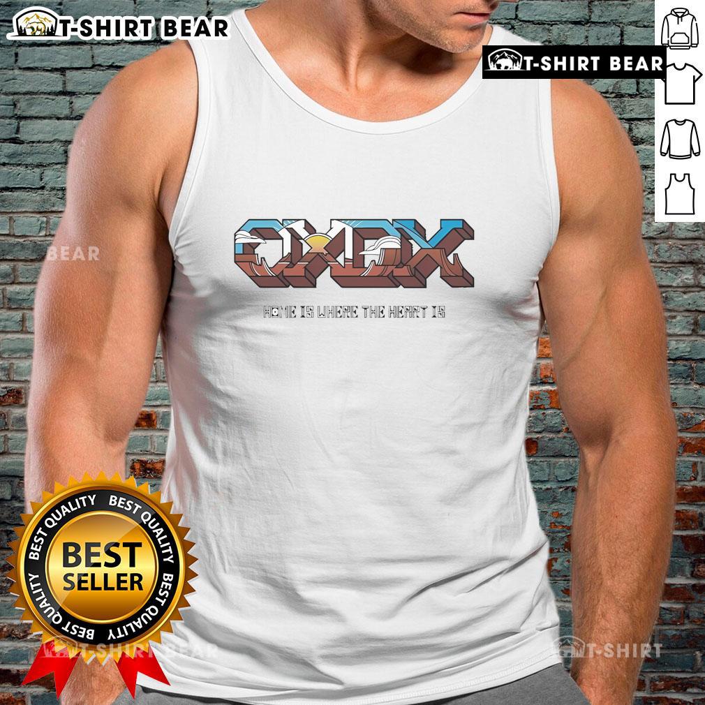 Alt Text: Official Oxdx Home Is Where The Heart Is Home Sunrise Tank Top showcasing a vibrant sunrise design.