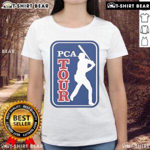 Pete Crow-Armstrong wearing the Official PCA Tour Ladies Tee, showcasing style and comfort for golf enthusiasts.