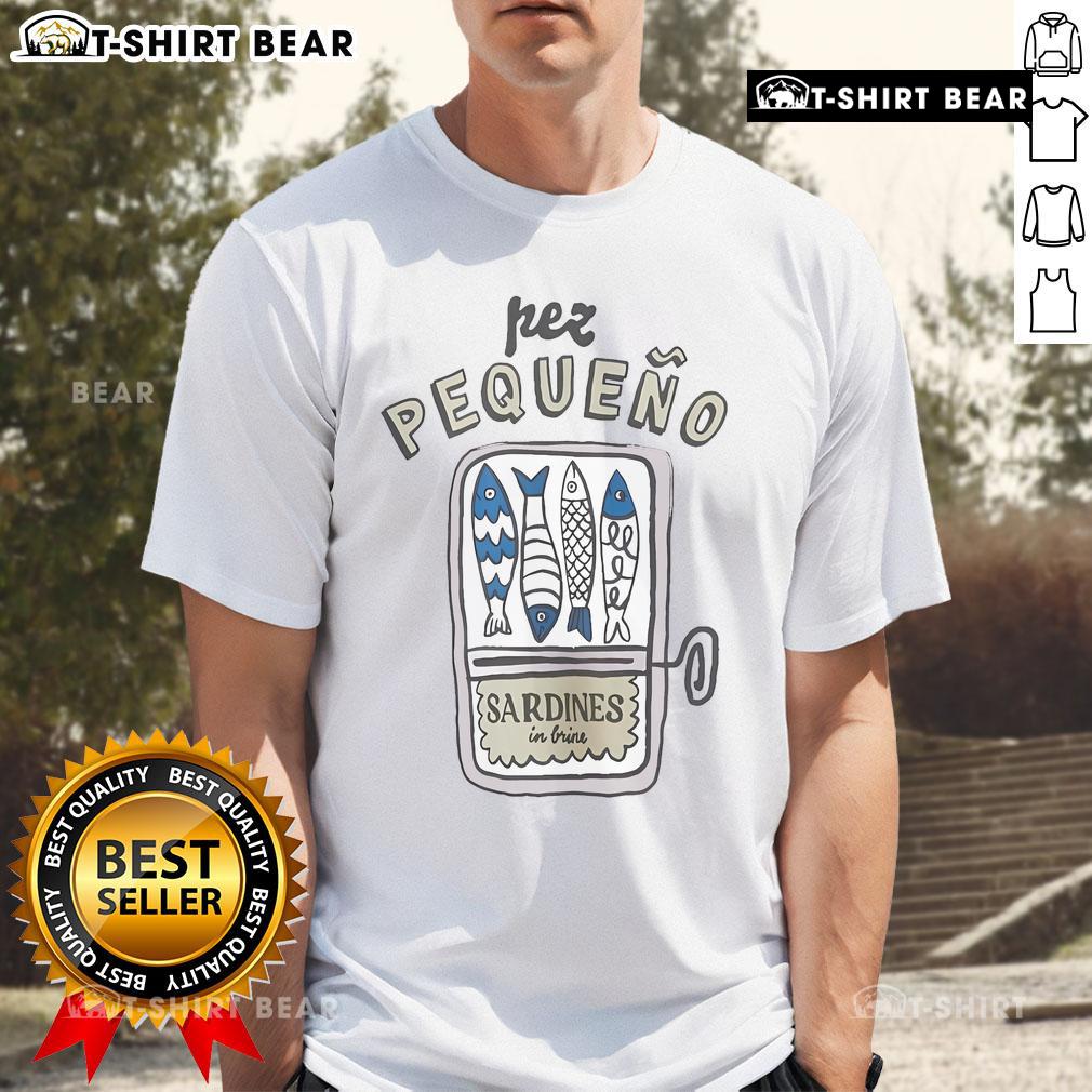 Alt Text: Official Pez Pequeno Sardines In Brine T-Shirt featuring a colorful sardine graphic on a stylish tee.
