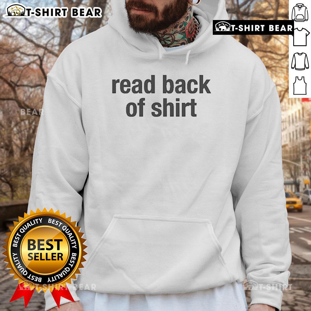 Official read back of shirt hoodie showcasing design details and branding for stylish casual wear.