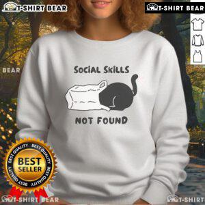 Cozy Official Social Skills Not Found Cat Sweatshirt featuring a playful cat graphic, perfect for casual wear.