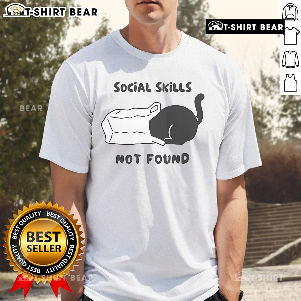 Official Social Skills Not Found Cat T-Shirt featuring a playful cat design, perfect for cat lovers and introverts.