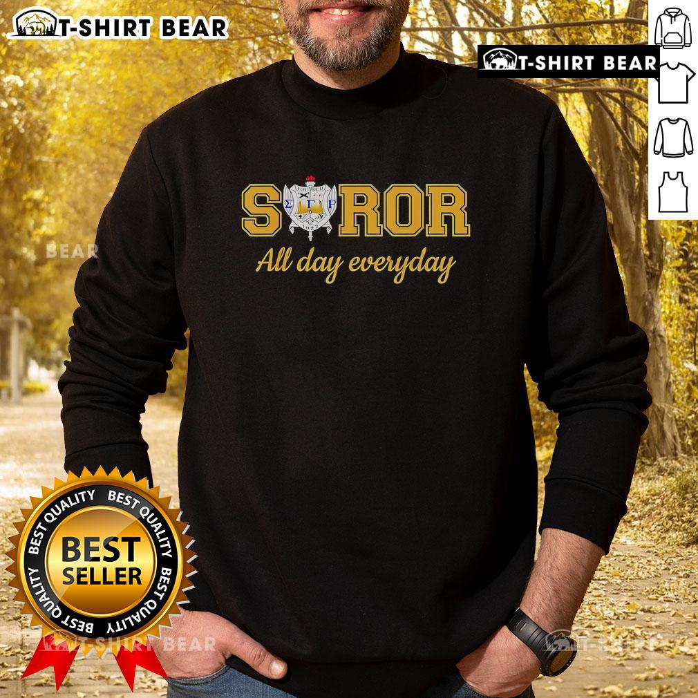 Official Soror All Day Everyday logo sweatshirt featuring bold graphics and a stylish design for sorority members.