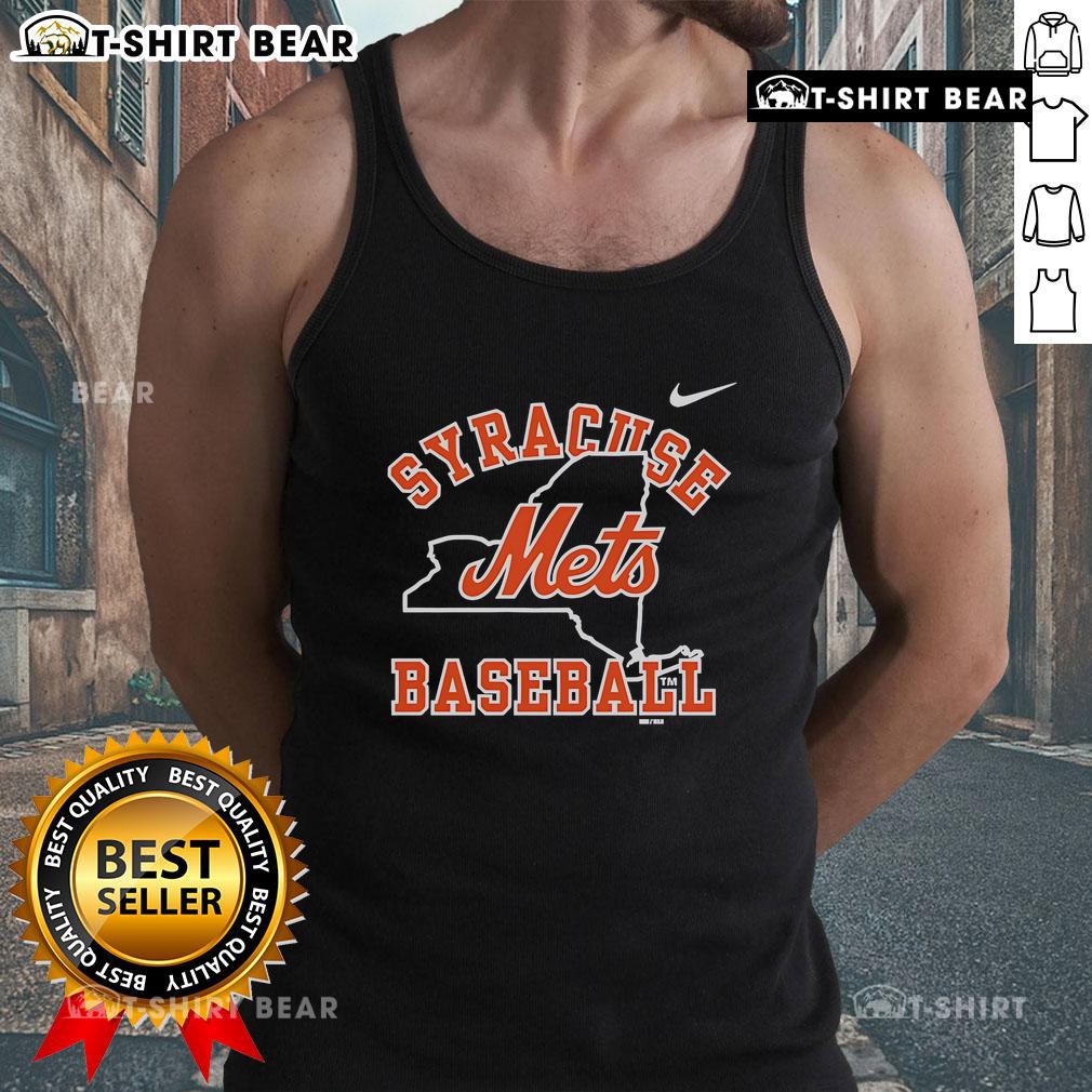 Official Syracuse Mets baseball map tank top featuring a vibrant design, perfect for fans and summer outings.