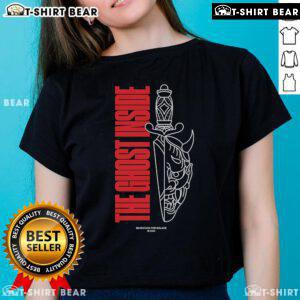 Alt Text: Official The Ghost Inside Mask Searching For Solace 2025 Ladies Tee featuring a stylish design and vibrant colors.
