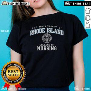 Official University of Rhode Island College of Nursing ladies tee, featuring a stylish design and vibrant school colors.