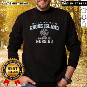 Official University of Rhode Island College of Nursing sweatshirt showcasing school pride and logo.