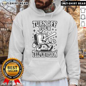 Official Turn Off Your Tell Lie Vision Hoodie in black, featuring bold graphic text, perfect for stylish statement wear.
