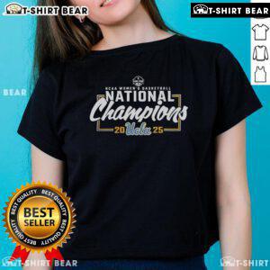 Official UCLA Bruins NCAA Women's Basketball National Champions 2025 Ladies Tee featuring team colors and logo.