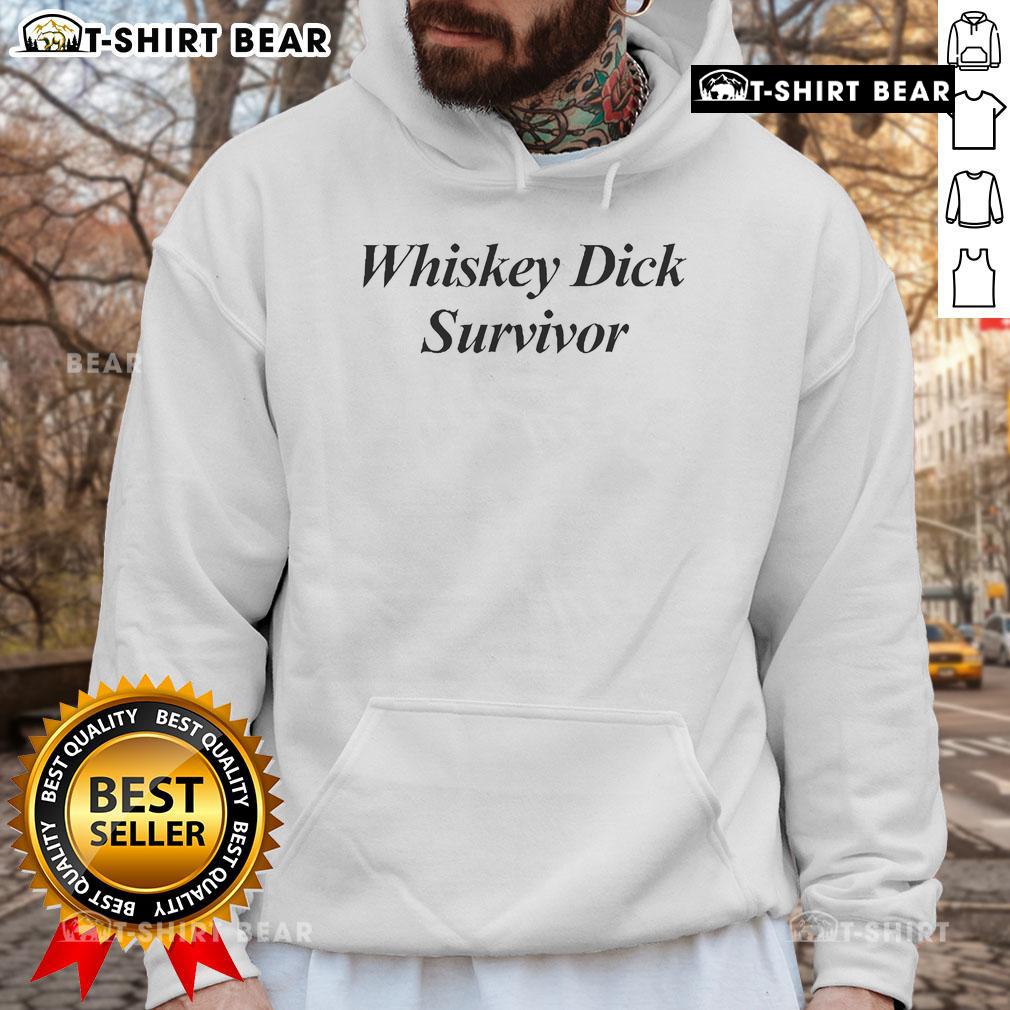 Official Whiskey Dick Survivor Hoodie in black, featuring bold white text and a comfortable fit for whiskey enthusiasts.
