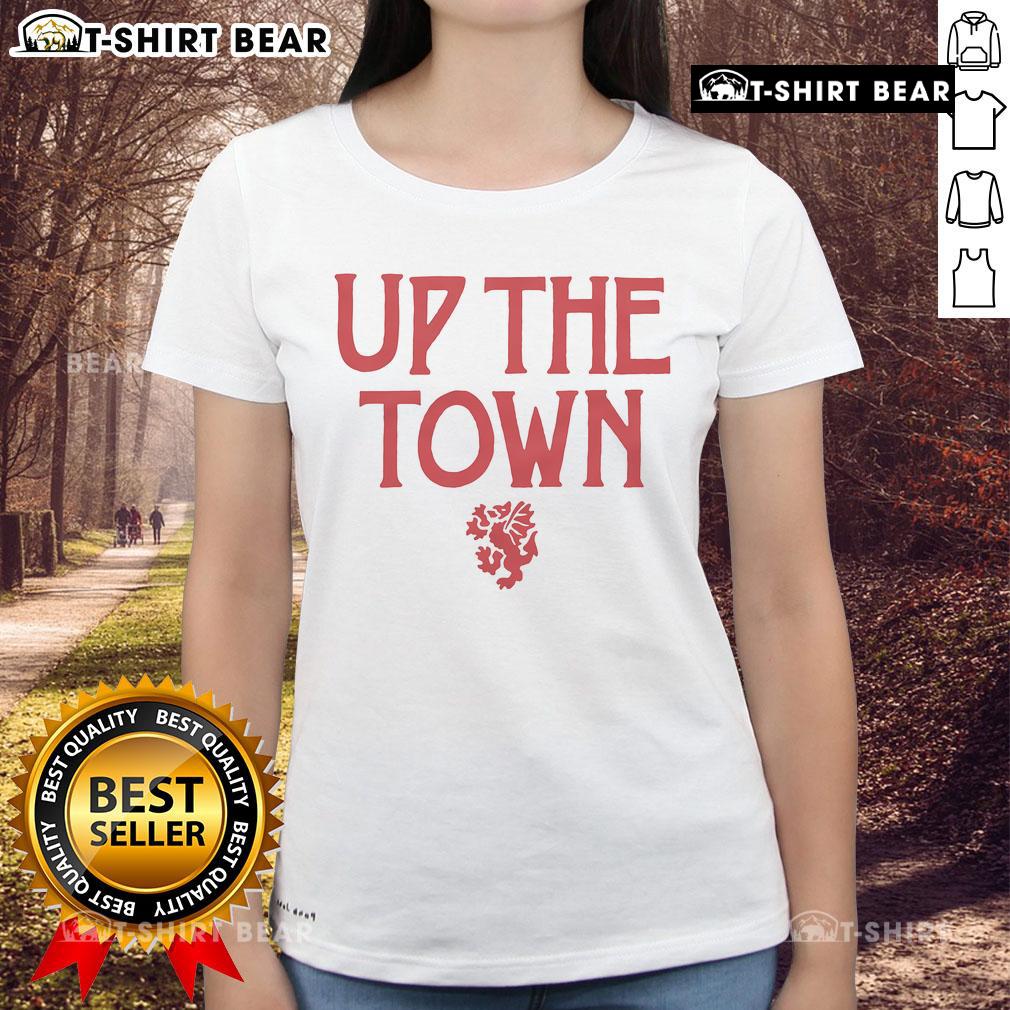 Official Wrexham AFC Up The Town Ladies Tee featuring vibrant team colors and logo, perfect for fans.