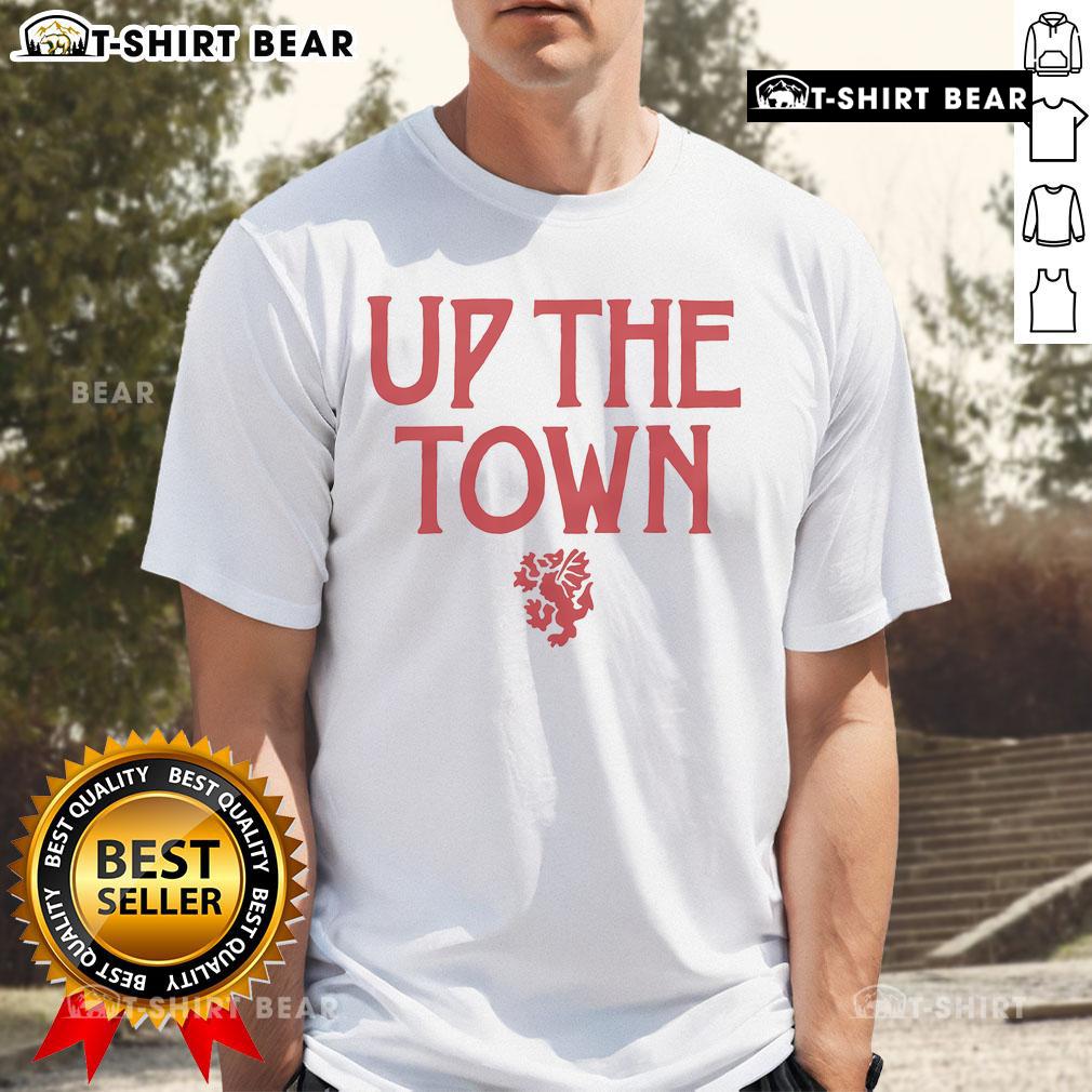 Alt Text: Official Wrexham AFC Up The Town T-Shirt featuring bold graphics and team colors, perfect for fans.