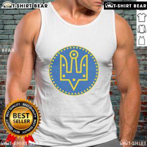 Official Zelensky Tryzub tank top featuring the iconic Ukrainian emblem, perfect for supporters of Ukraine.