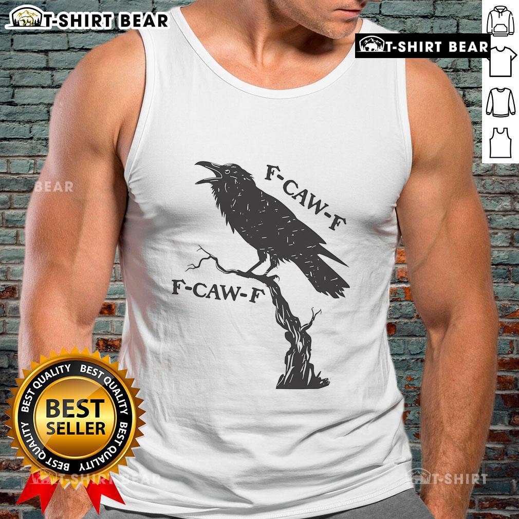 Original F CAW F Black Crow Pun Bird Cawing Grunge Tank Top featuring a stylish crow graphic design.