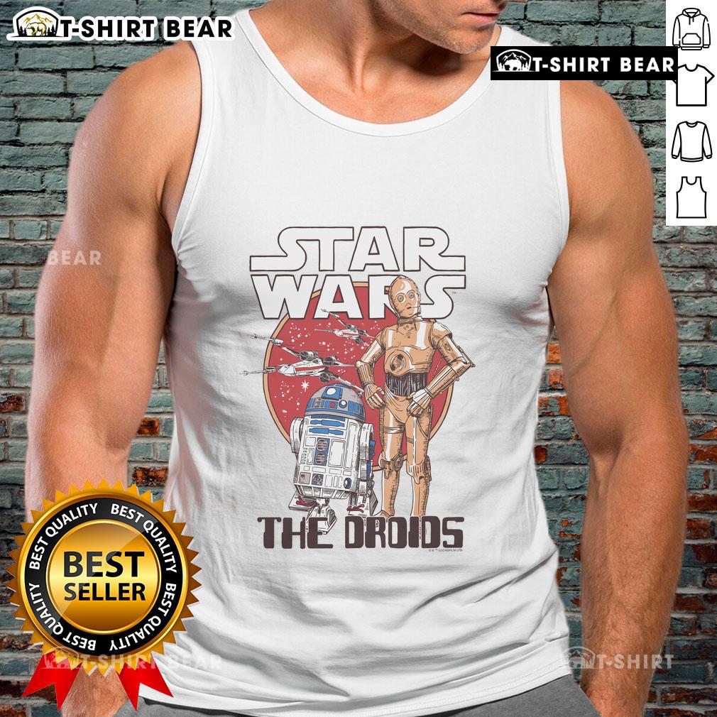 Original Star Wars The Droids Tank Top featuring iconic droid designs for fans of the classic sci-fi franchise.
