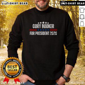 Alt Text: Premium Cory Booker For President 2028 sweatshirt featuring bold graphics and a comfortable fit, perfect for supporters.
