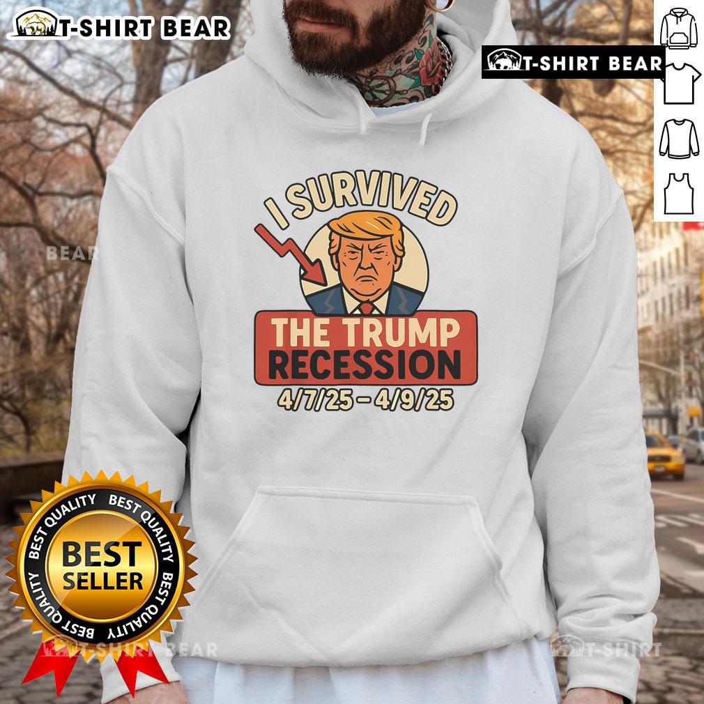 Premium I Survived The Trump Recession Hoodie in black, showcasing a bold graphic design for stylish statement wear.