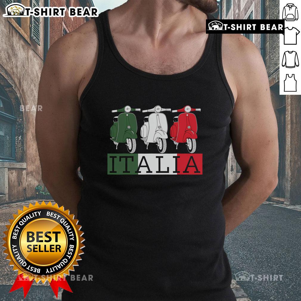 Premium Italy Italian Flag Scooter Vespa Moped Rider souvenir tank top for stylish travel enthusiasts.
