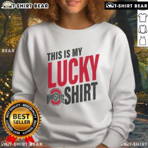 Alt Text: Premium Ohio State Buckeyes sweatshirt with 'This Is My Lucky Sweatshirt' design, perfect for fans and game day.