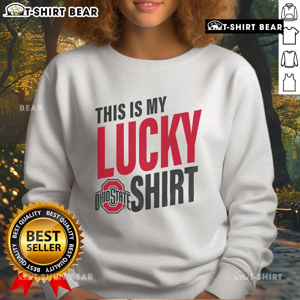 Alt Text: Premium Ohio State Buckeyes sweatshirt with 'This Is My Lucky Sweatshirt' design, perfect for fans and game day.