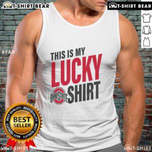 Alt Text: Premium Ohio State Buckeyes 'This Is My Lucky' tank top featuring vibrant team colors and logo design.