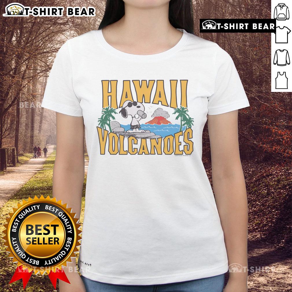Premium Peanuts Snoopy x Hawaii Volcanoes National Park ladies tee featuring a vibrant design inspired by nature.