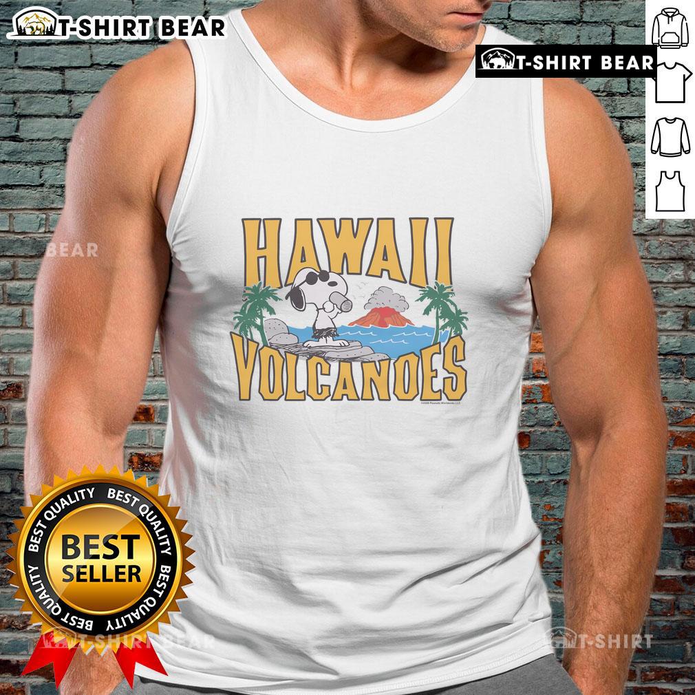 Alt Text: Premium Peanuts Snoopy tank top featuring Hawaii Volcanoes National Park design, perfect for casual summer wear.