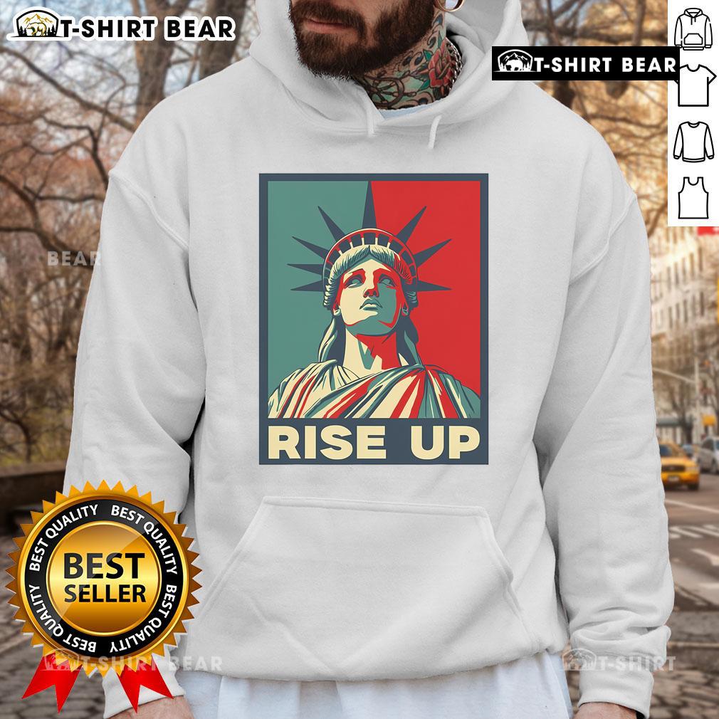 Alt Text: Premium Vintage Rise Up Wise Up Eyes Up Hamilton Statue of Liberty Hoodie featuring a unique artistic design.